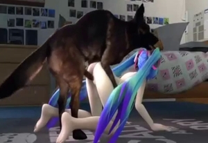 3D hottie and a horny animal in the bestiality porn